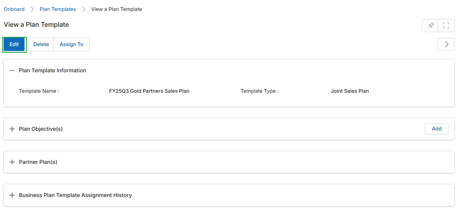 Plan Templates list view