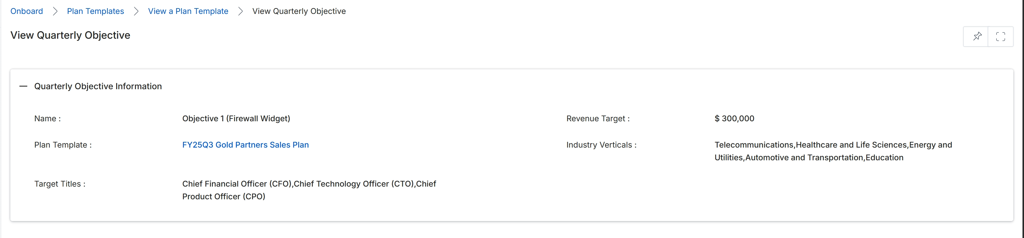 View Quarterly Objective details