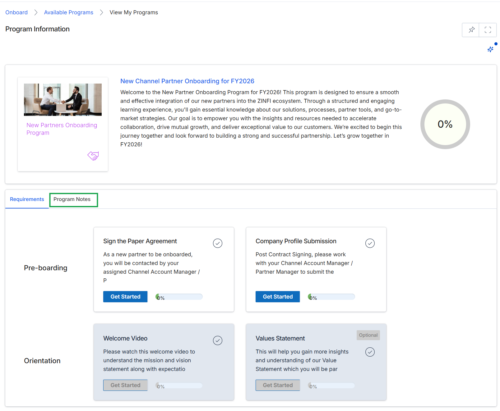 Partner program onboarding requirements overview