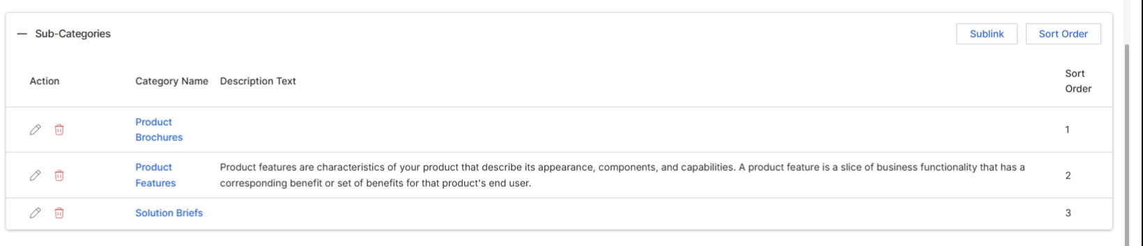 Scroll down the 'View a Category' page to reveal the 'Sub-Categories' and 'Contents' sections.