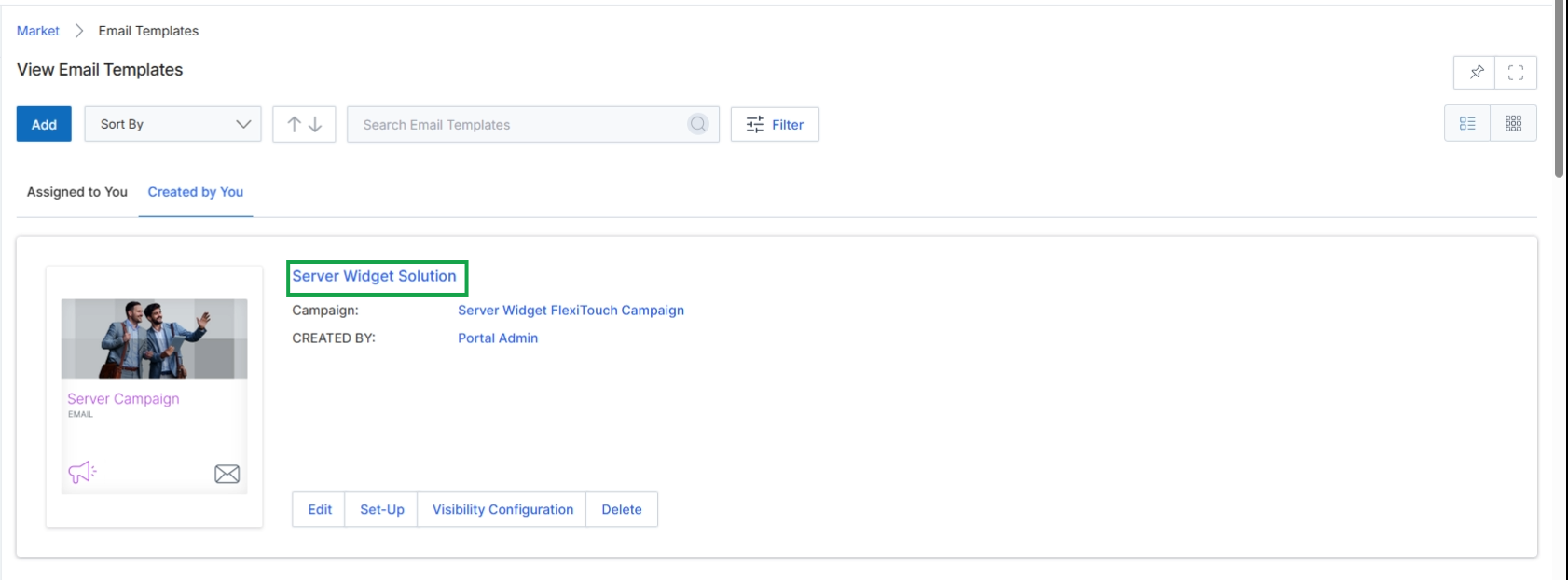 Click the Server Widget Solution template name.