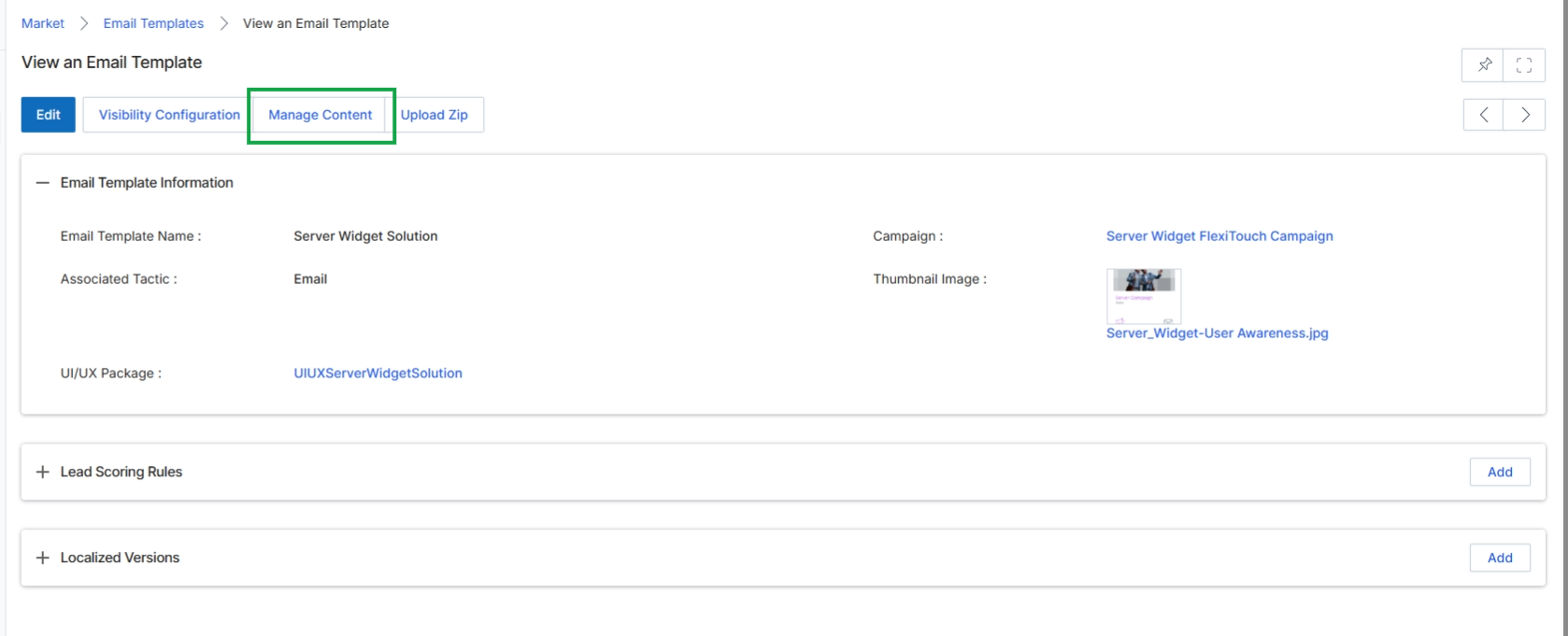 Click the Manage Content button.