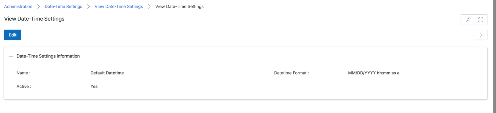 View Date-Time Settings details