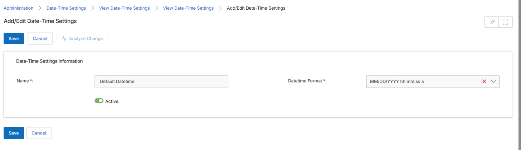 Add/Edit Date-Time Settings form