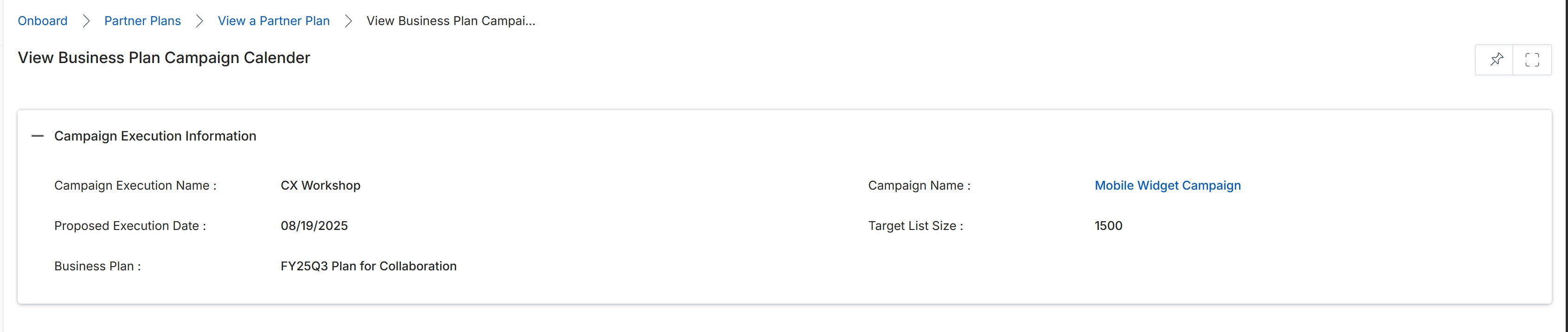 View Business Plan Campaign Calendar details