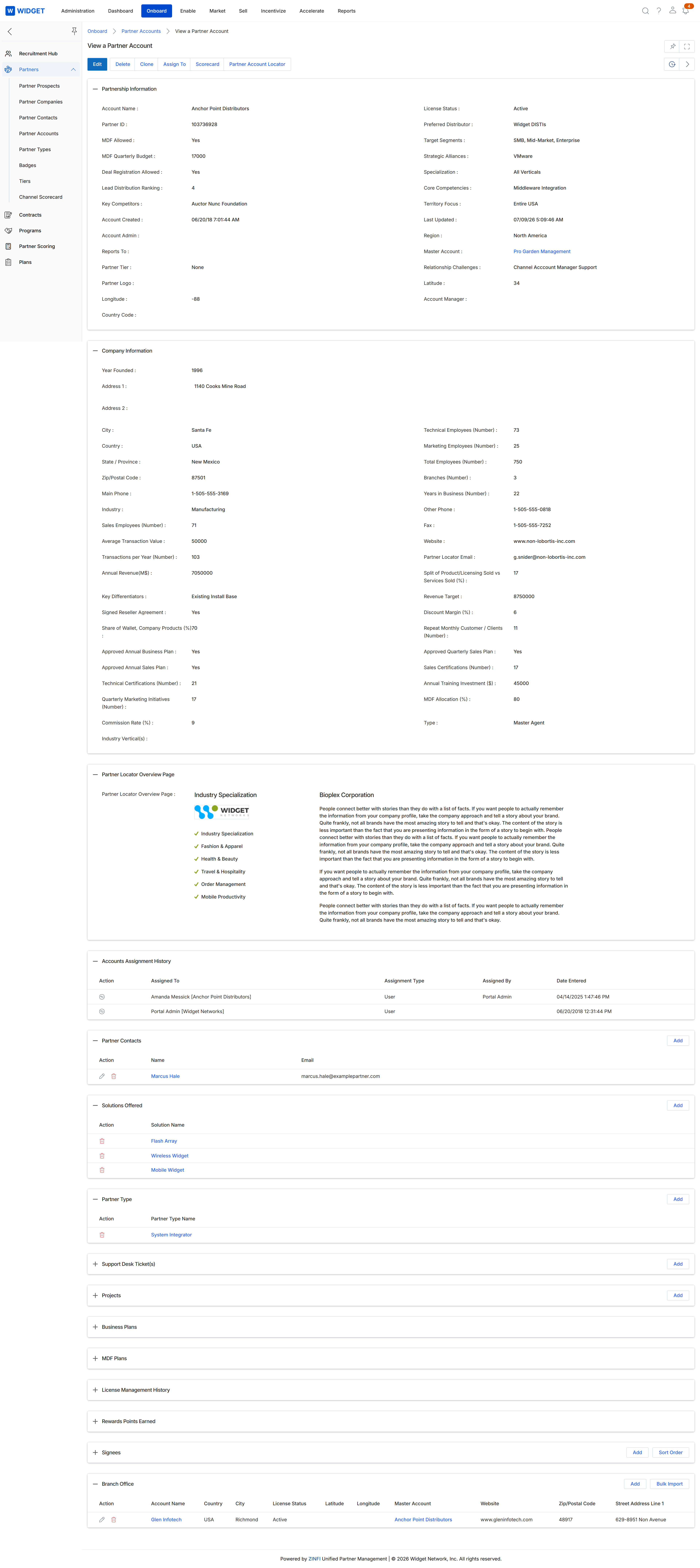 View a Partner Account page