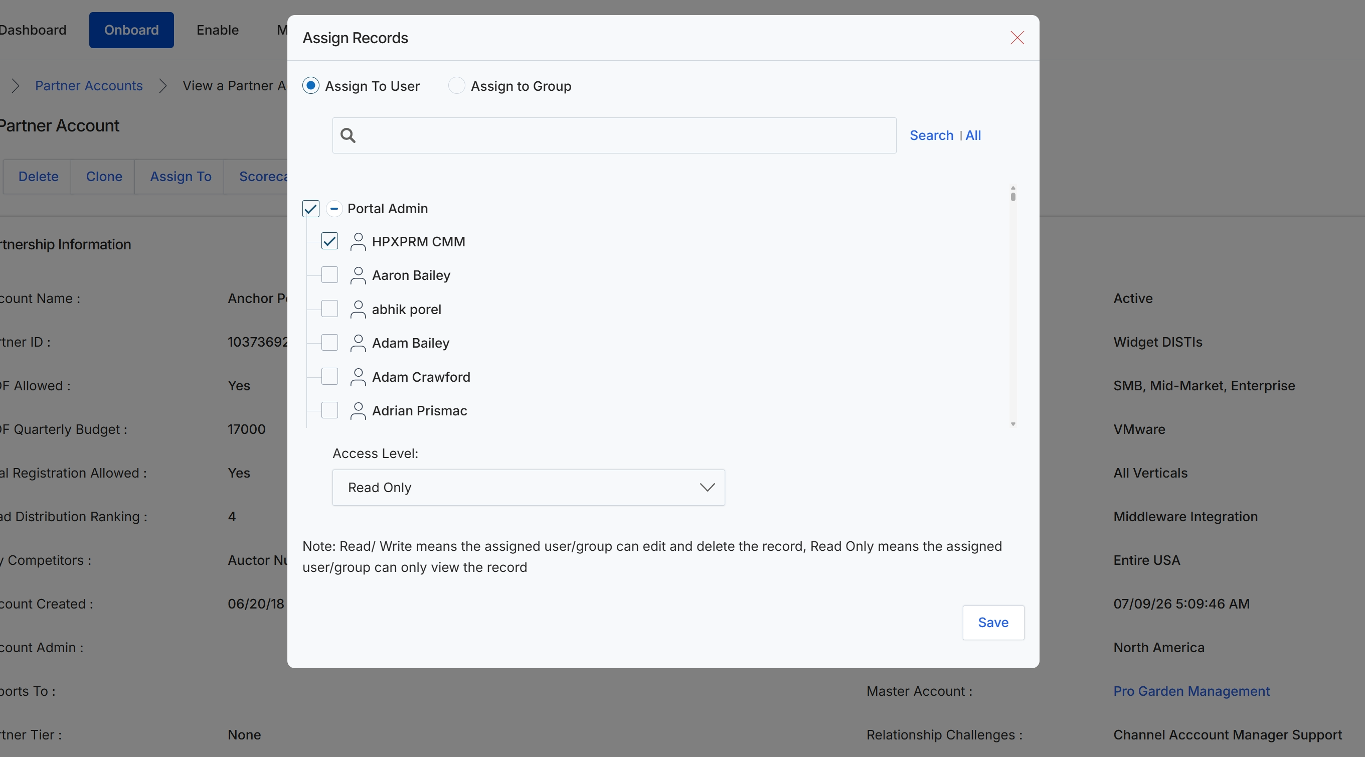 Assign Records dialog