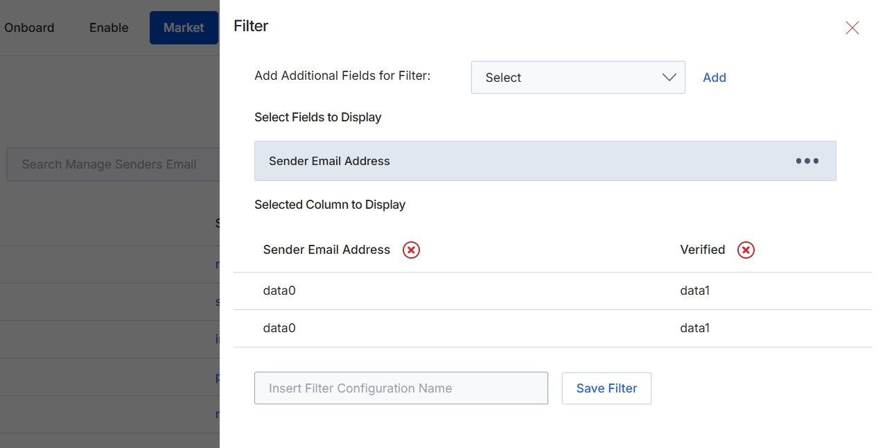 Filter configuration modal