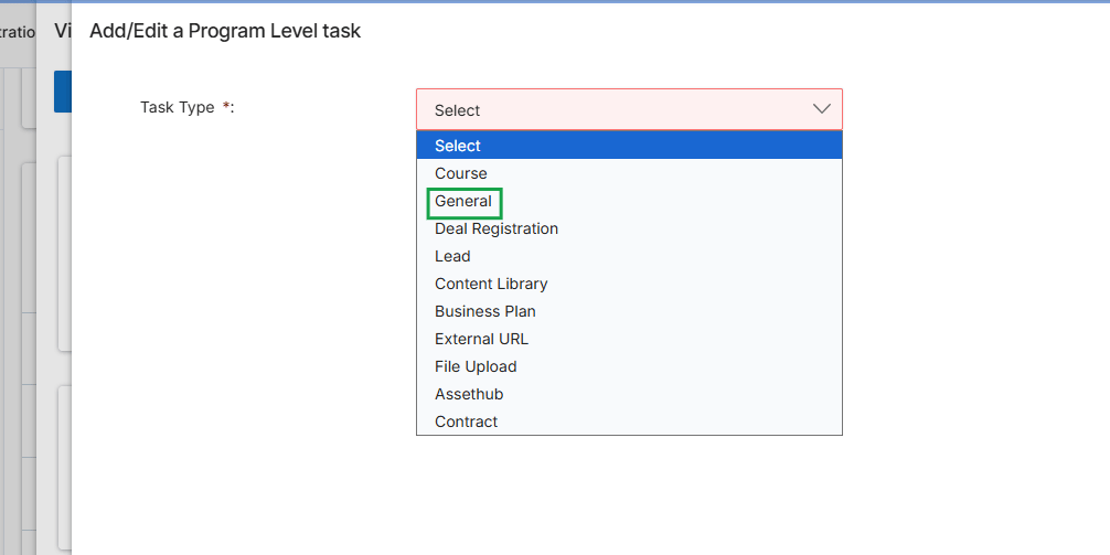 Add/Edit a Program Level task form