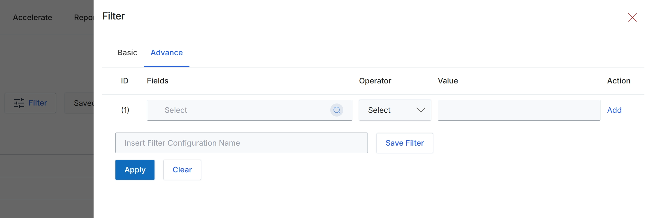 Advanced Filter dialog