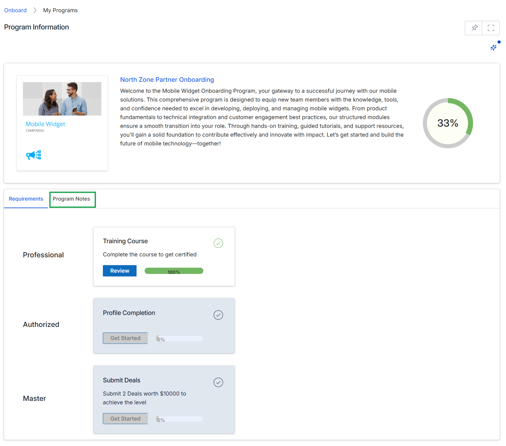 Partner program onboarding requirements overview