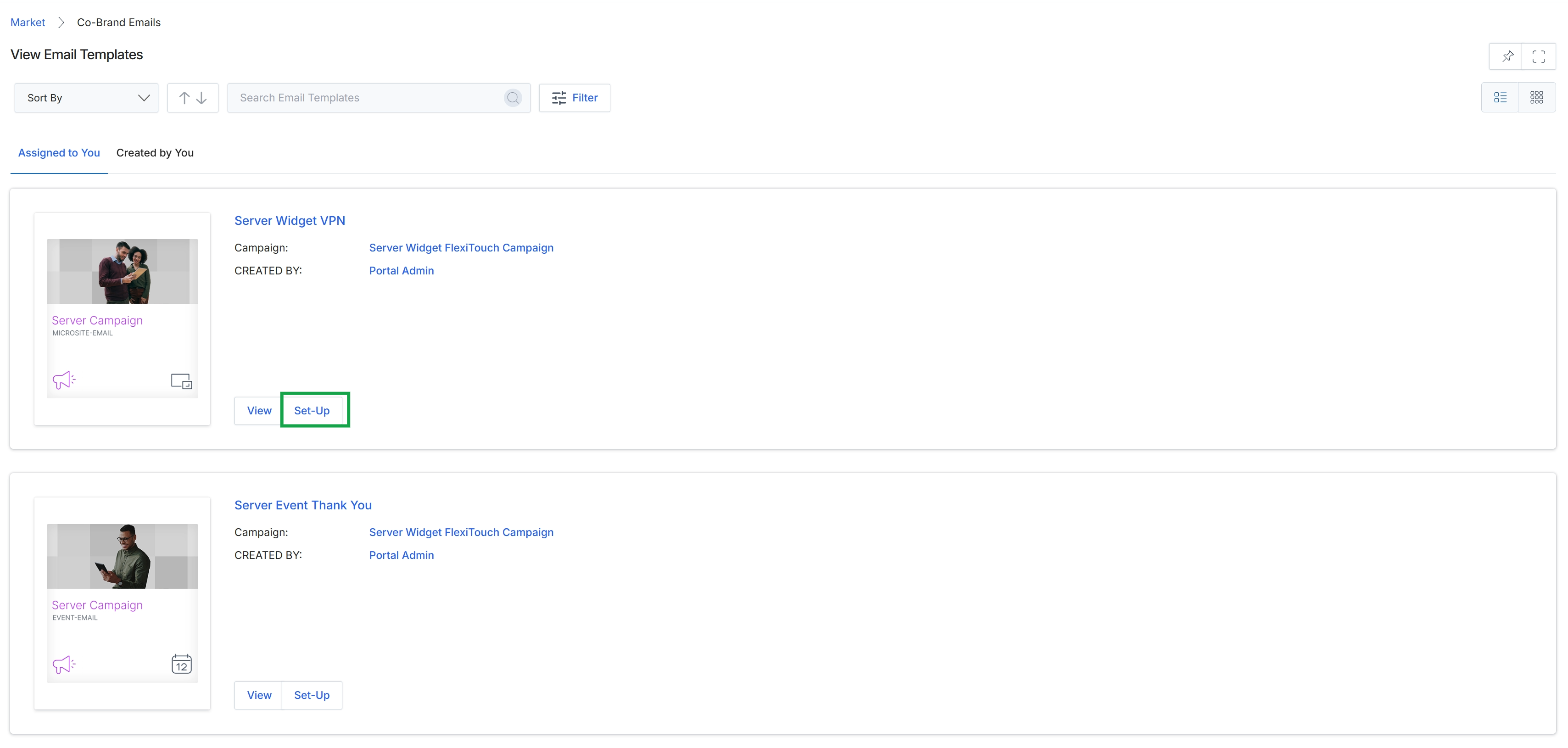 View Email Templates list