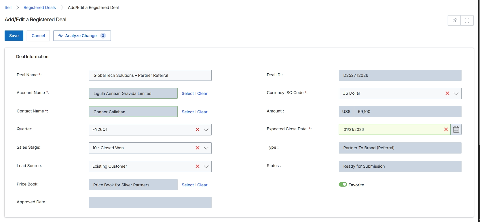 Add/Edit a Registered Deal form