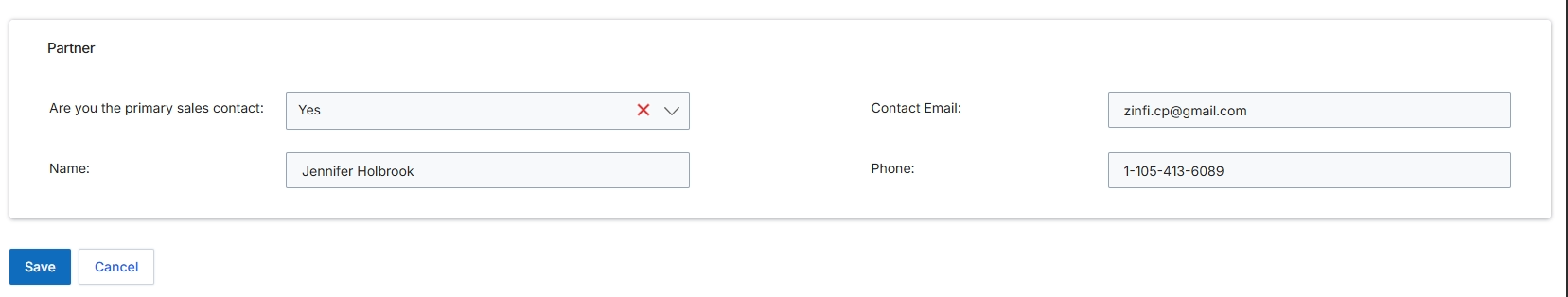 Partner contact details for Registered Deal