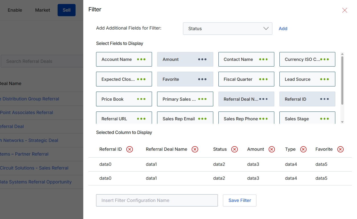 Referral Deals Filter Configuration