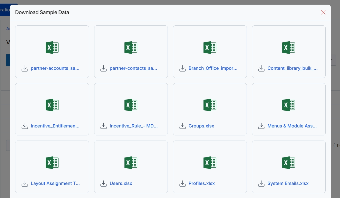 Download Sample Data modal