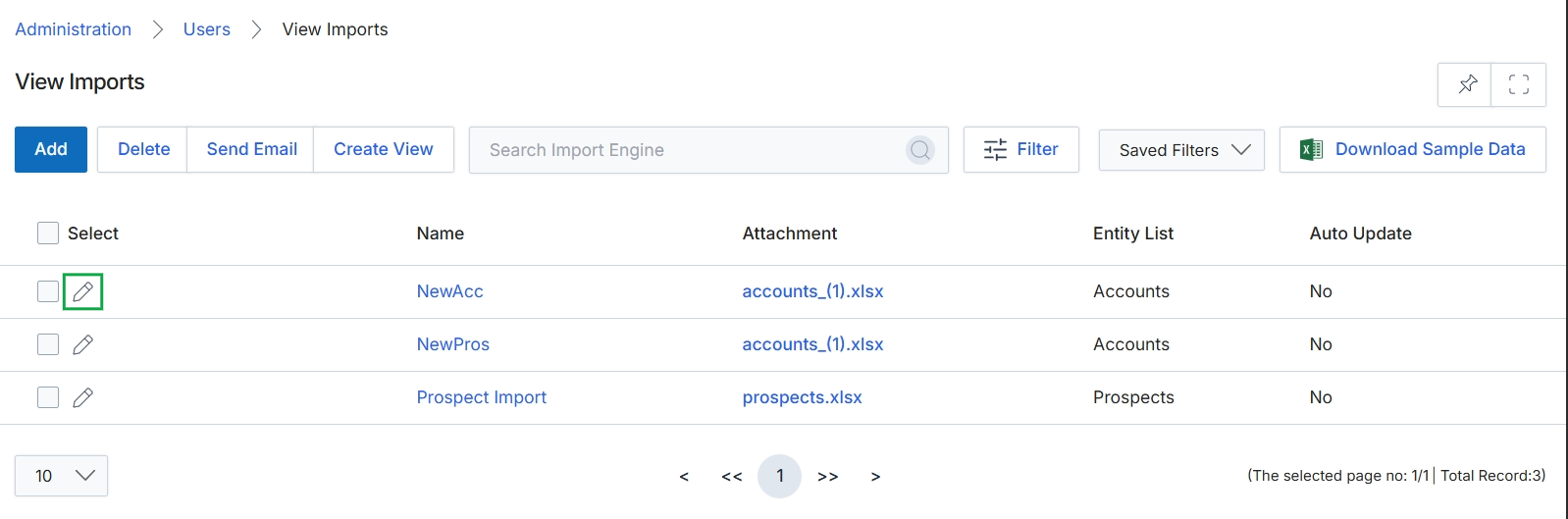 Download Sample Data modal window