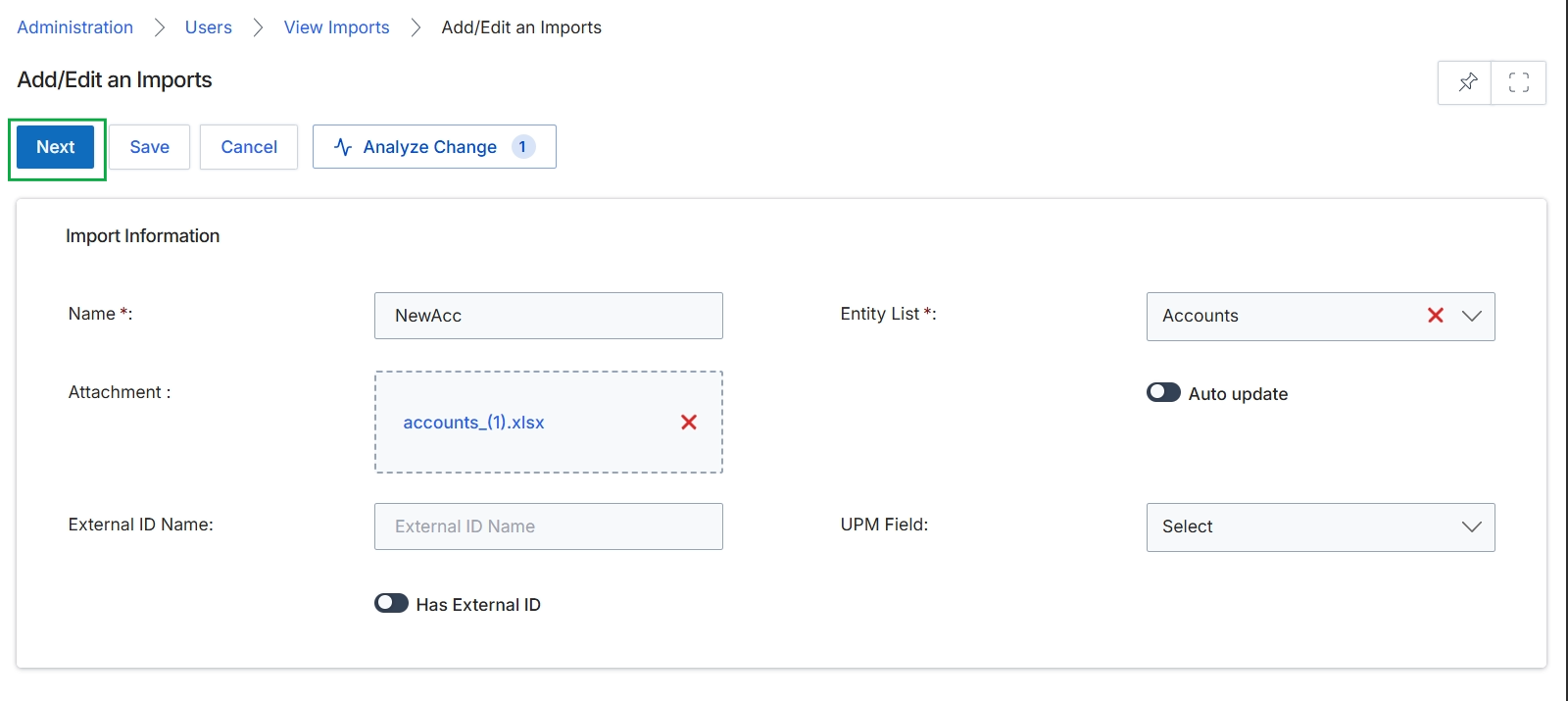 Add/Edit an Imports form
