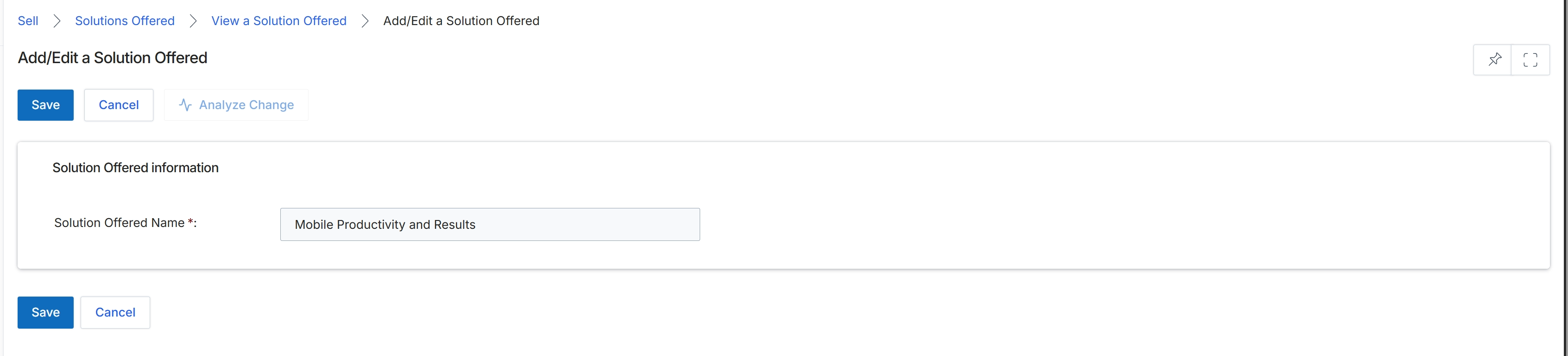 Add/Edit a Solution Offered form