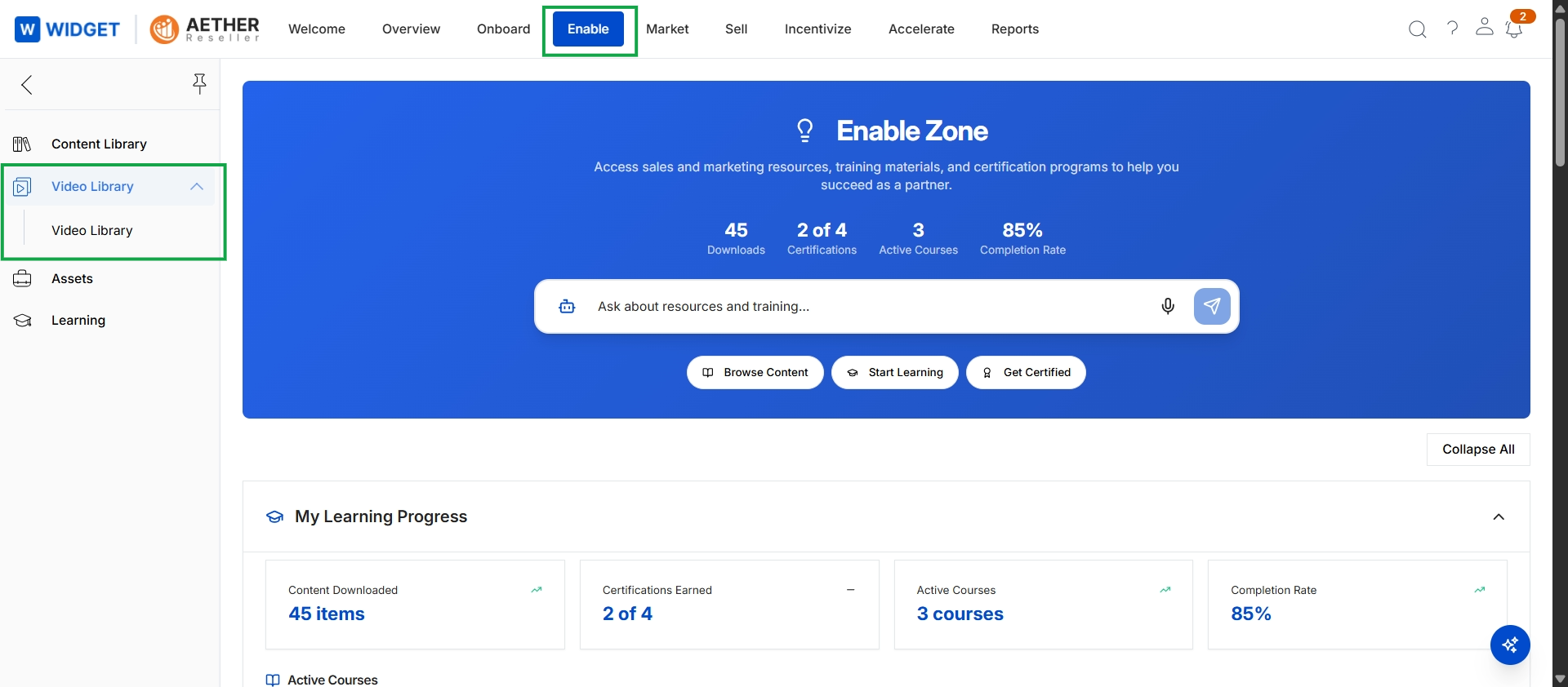 Enable Zone overview with left navigation menu expanded