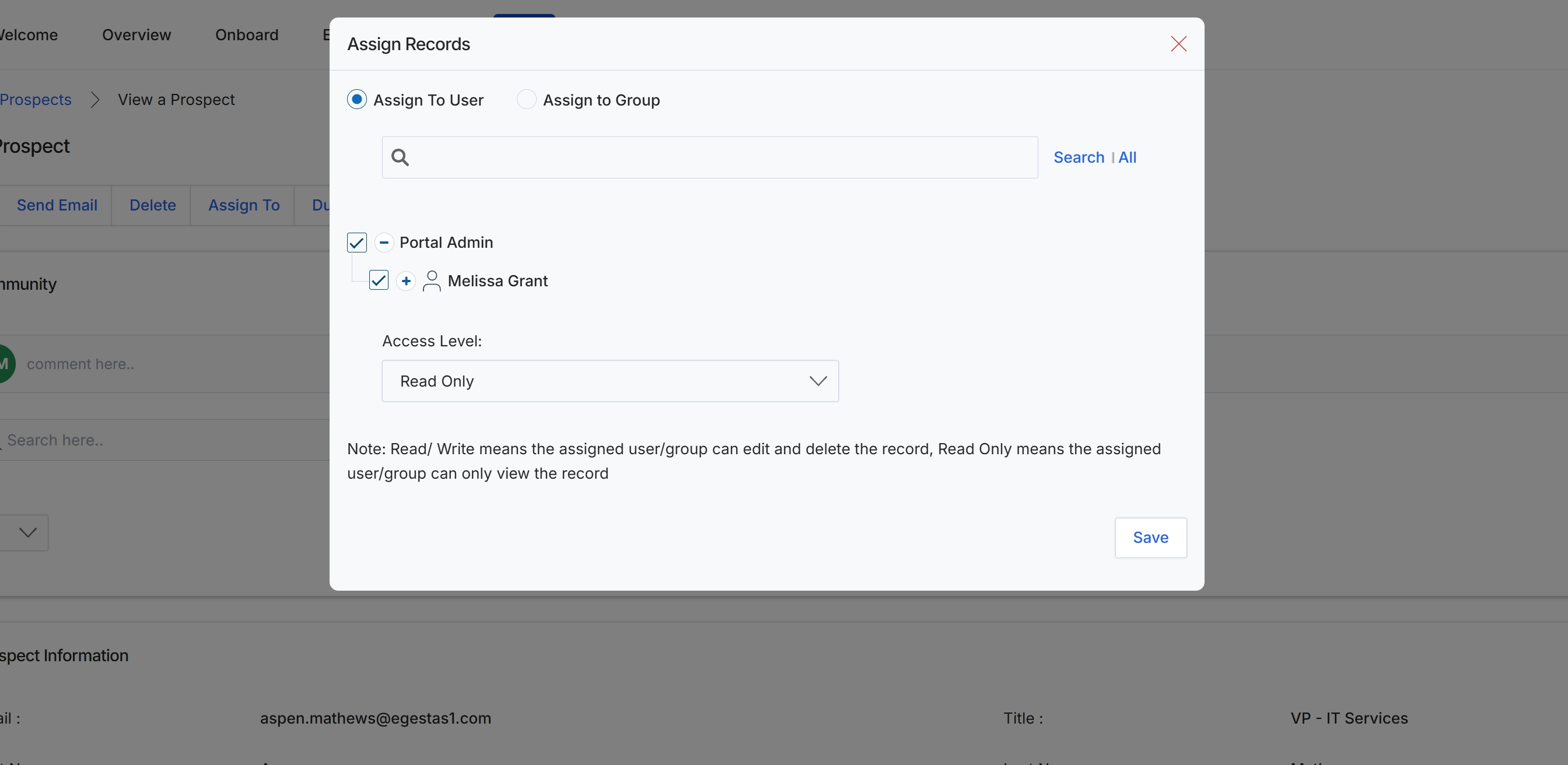 Assign Records dialog