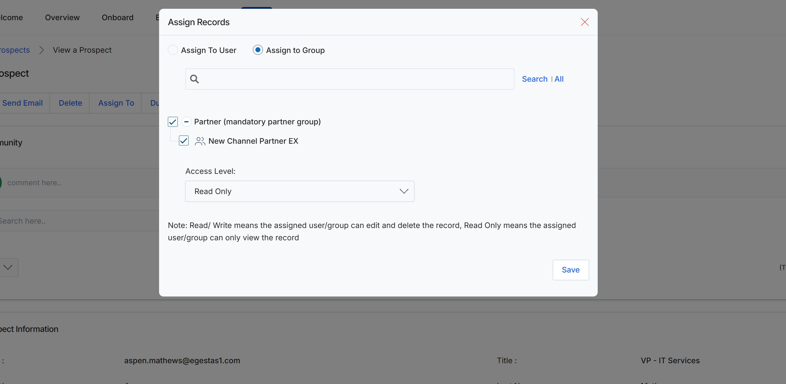 Assign Records modal