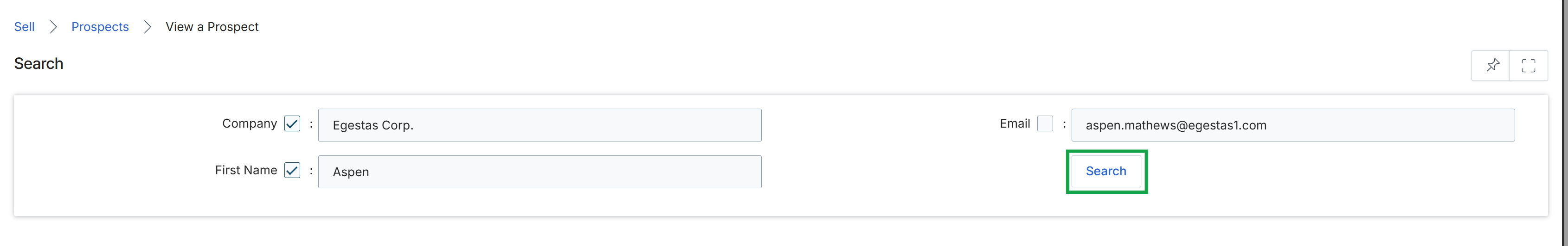 Duplicate Prospect Search form