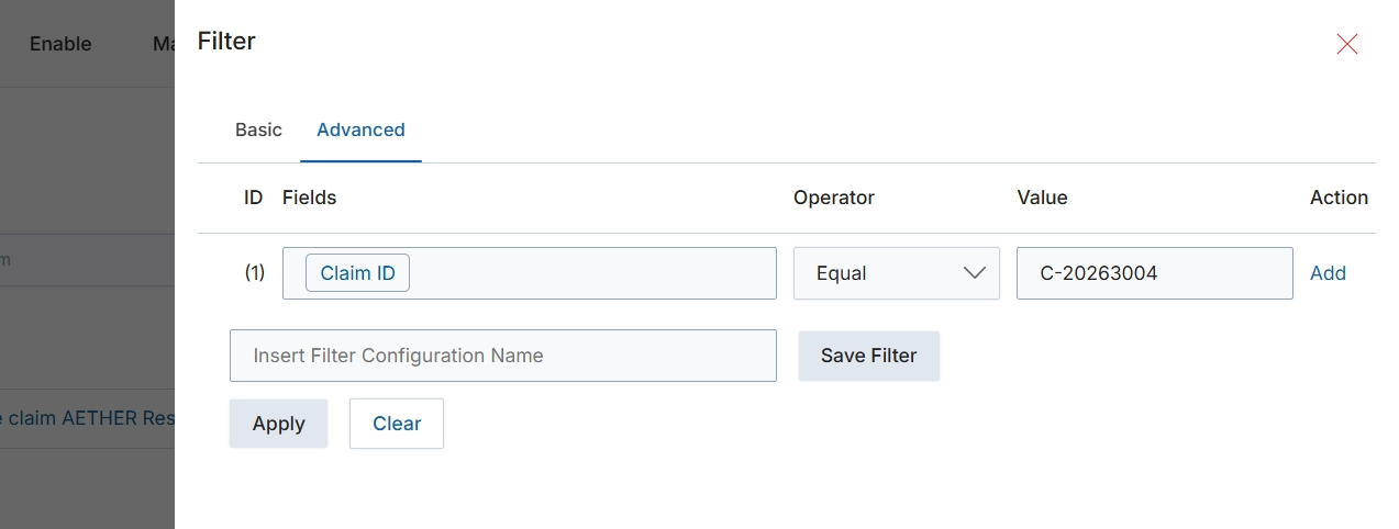 Advanced Filter dialog