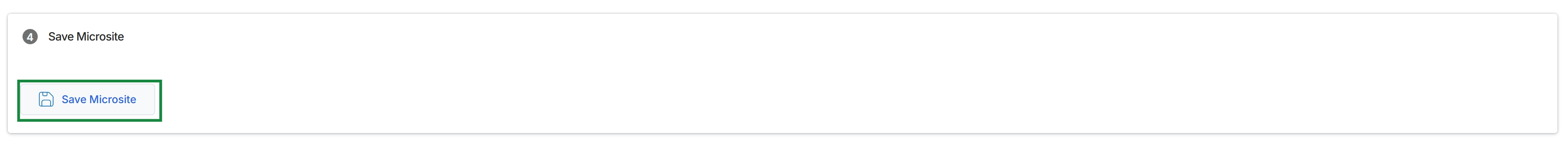 Save Microsite section with button highlighted