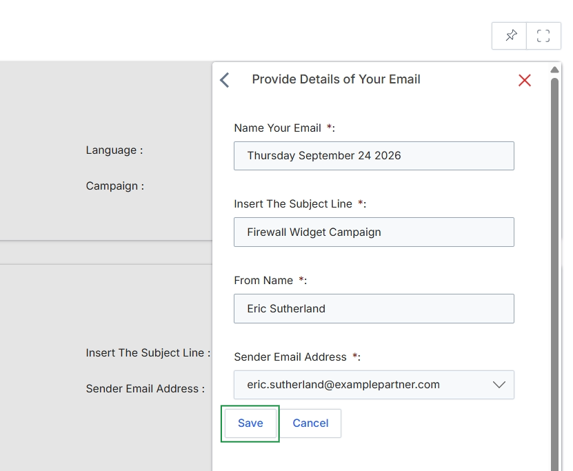 Provide Details of Your Email panel