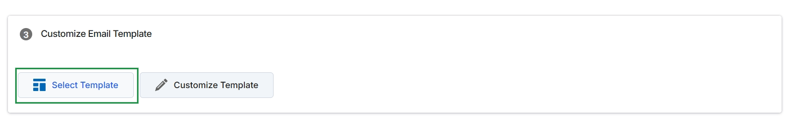 Email details saved, showing template selection options