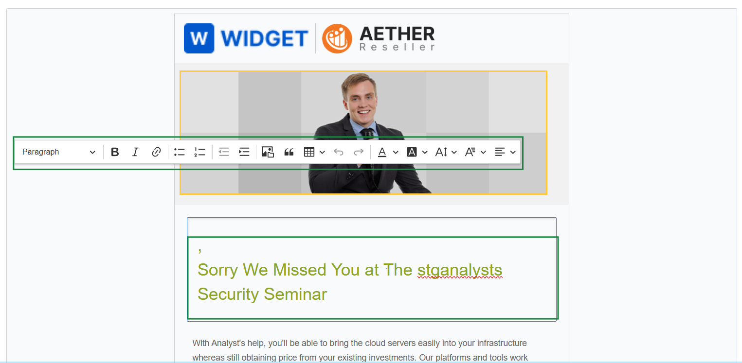 Email template content editor
