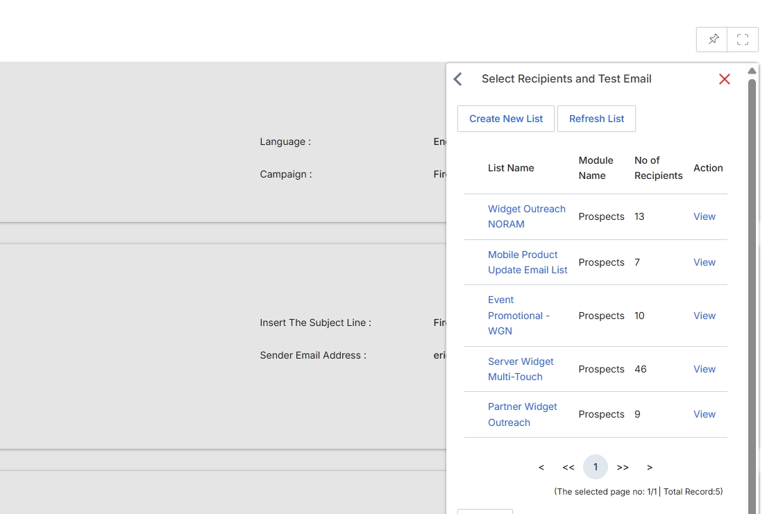 Email campaign recipient list selection