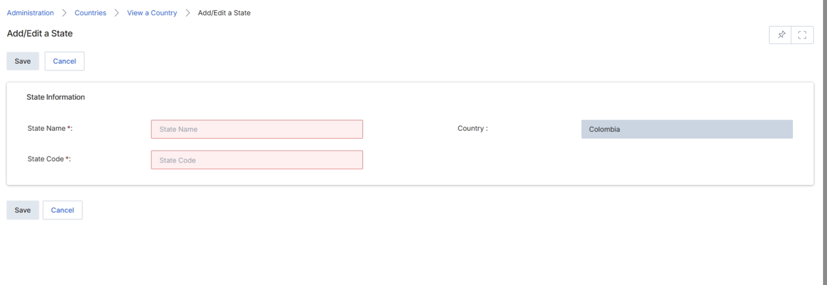 Add/Edit a State form