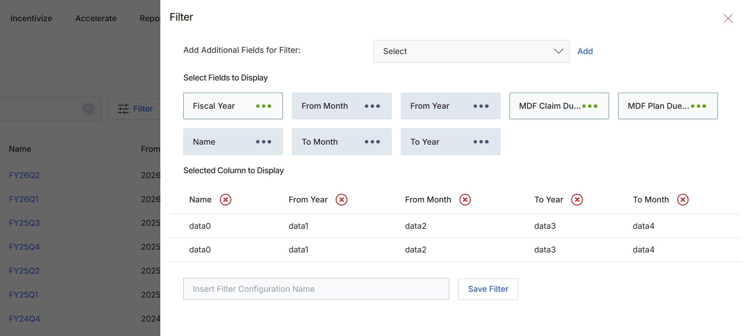 Filter configuration dialog