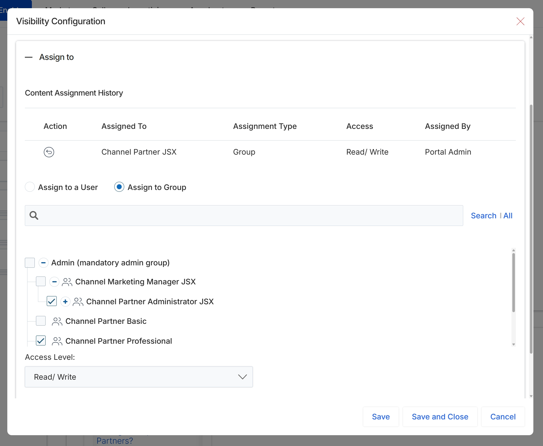 Visibility Configuration with expanded assignment options