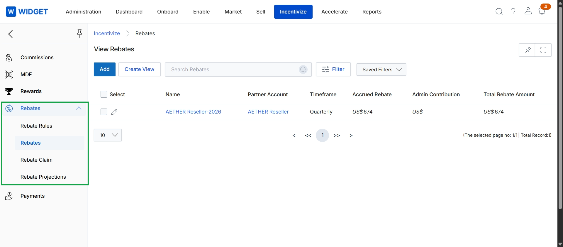 Rebates listing page