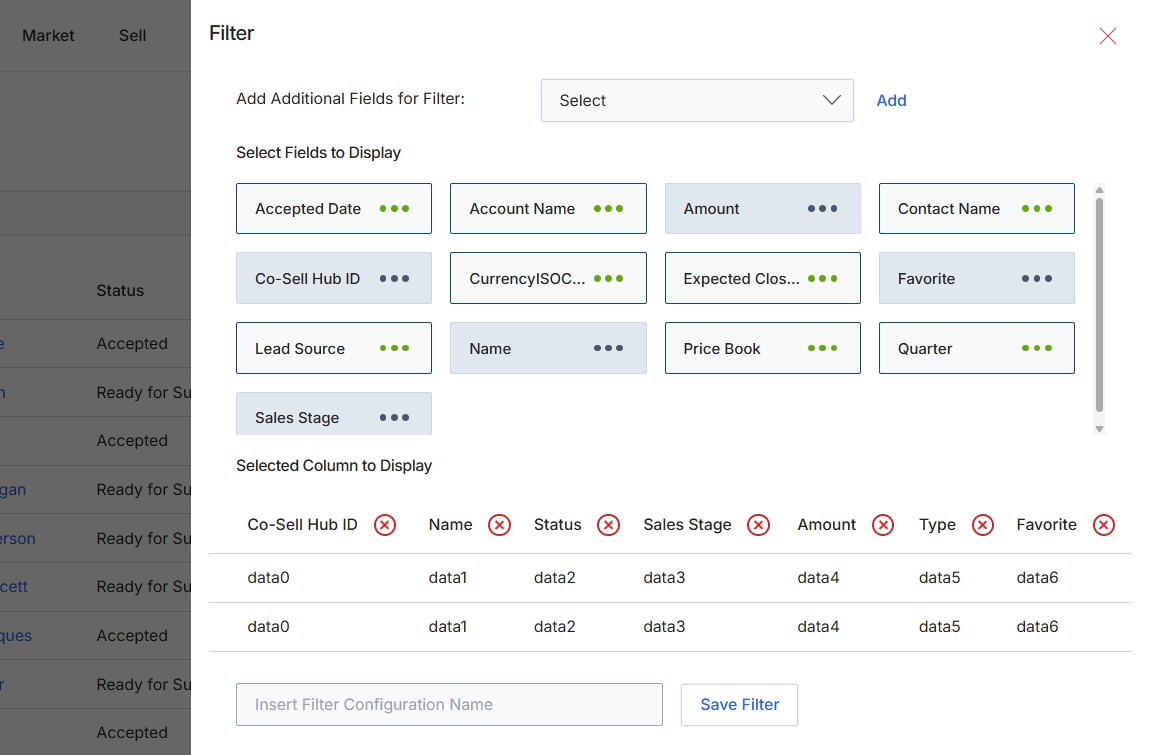 Filter configuration dialog