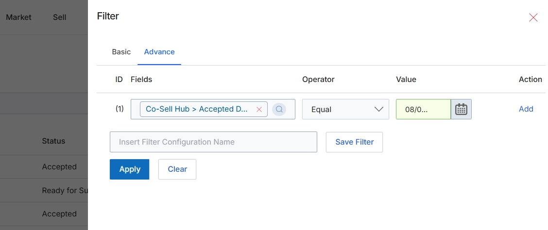 Advanced Filter configuration dialog