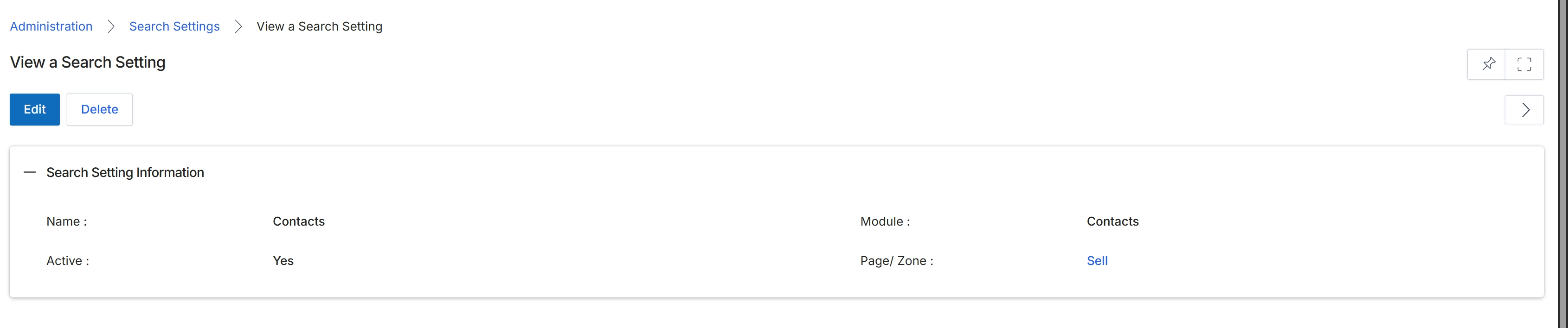View a Search Setting details