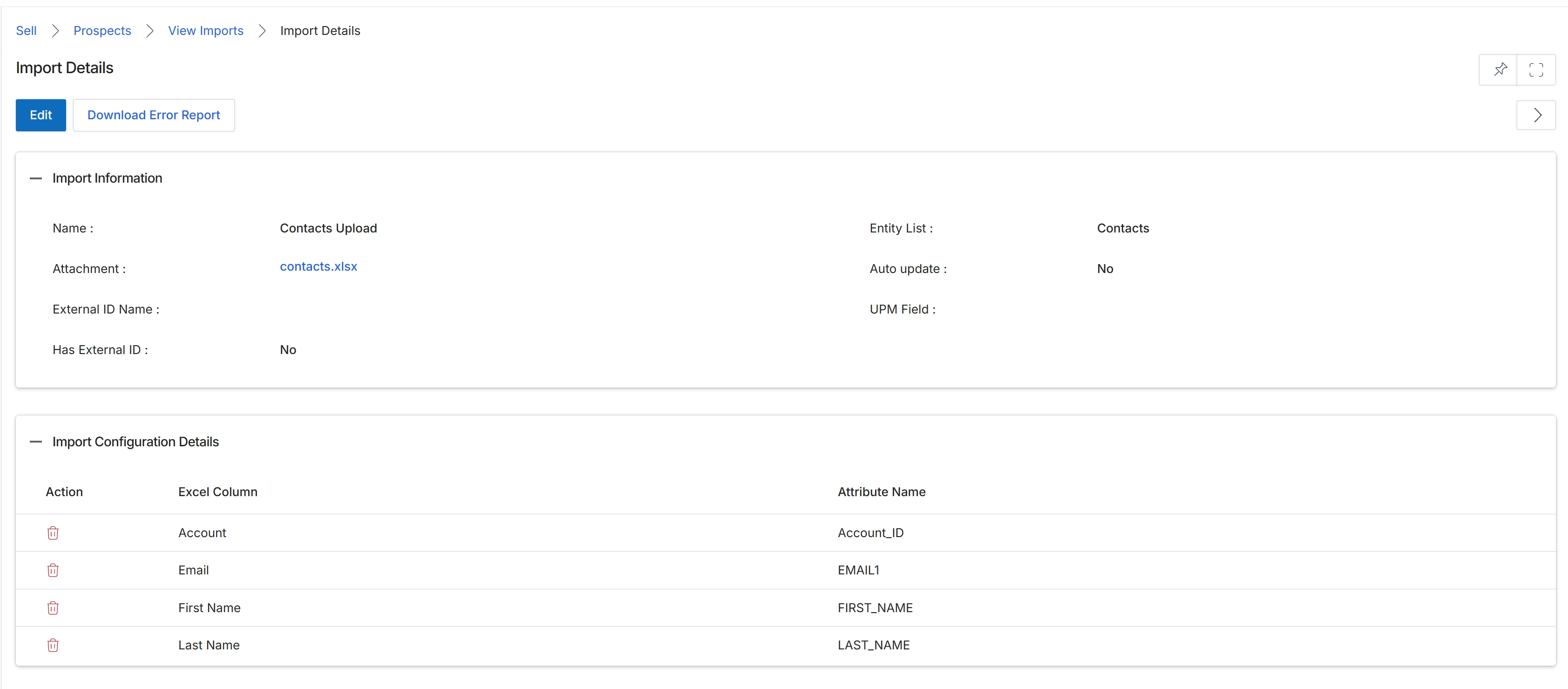Import Details for Prospects
