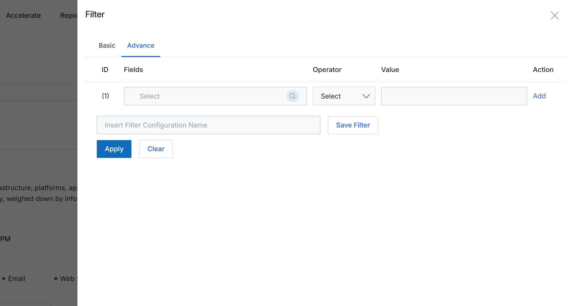 Advanced Filter dialog