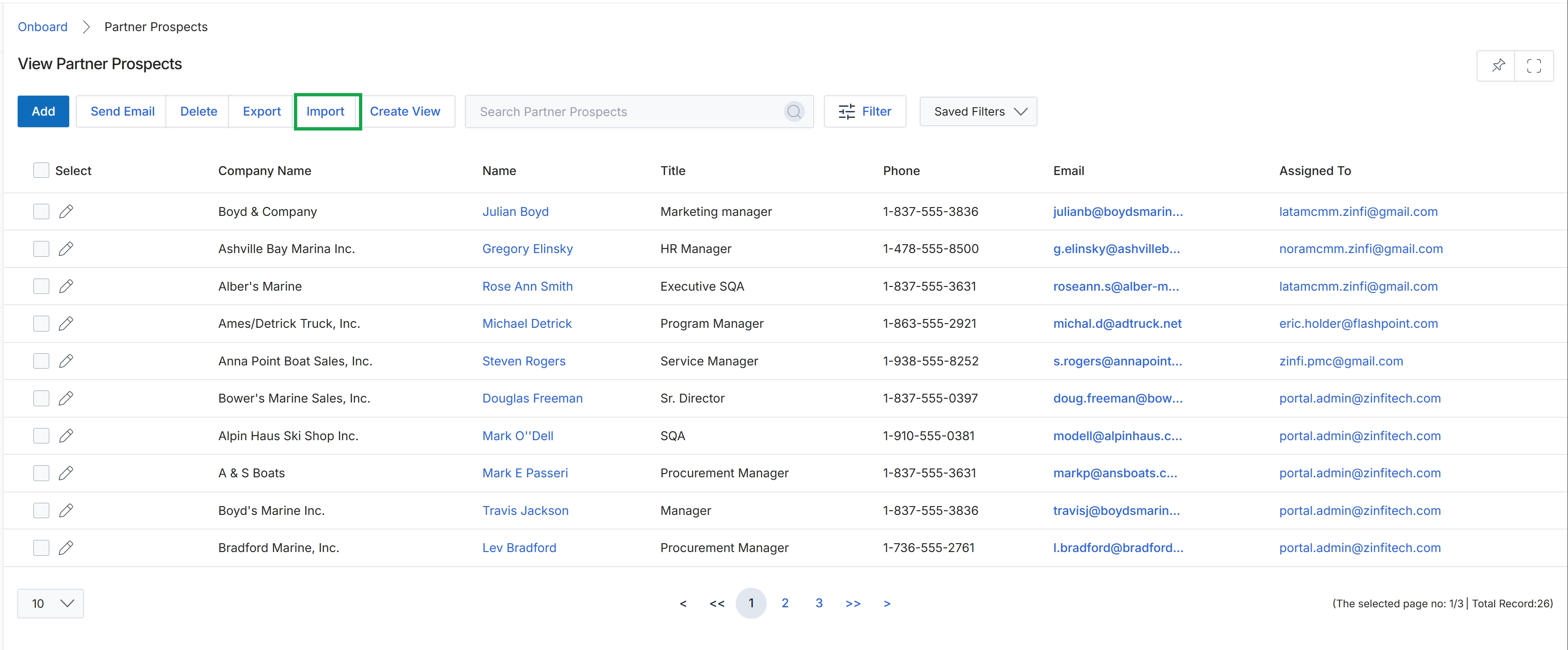 Export Columns List dialog