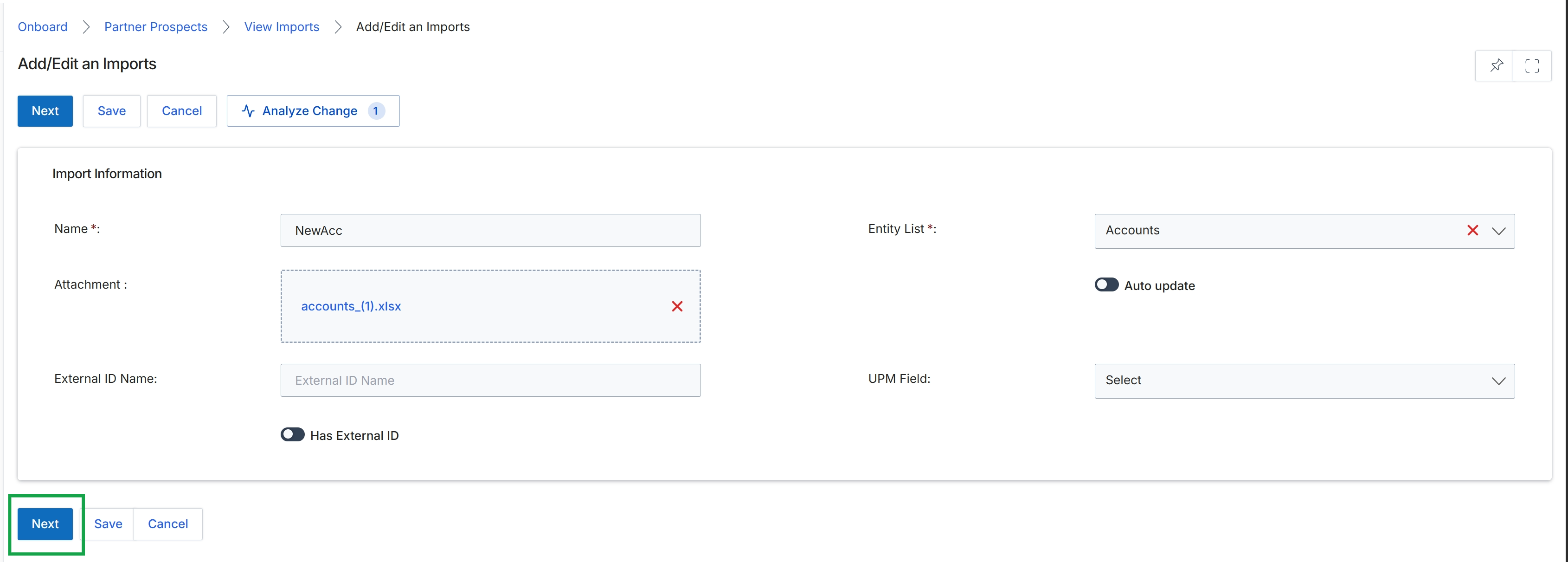 Add/Edit an Imports form