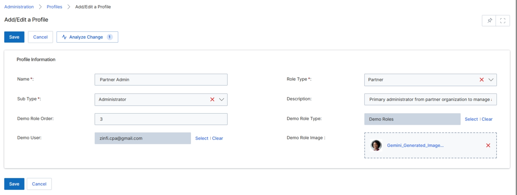 Add/Edit a Profile form