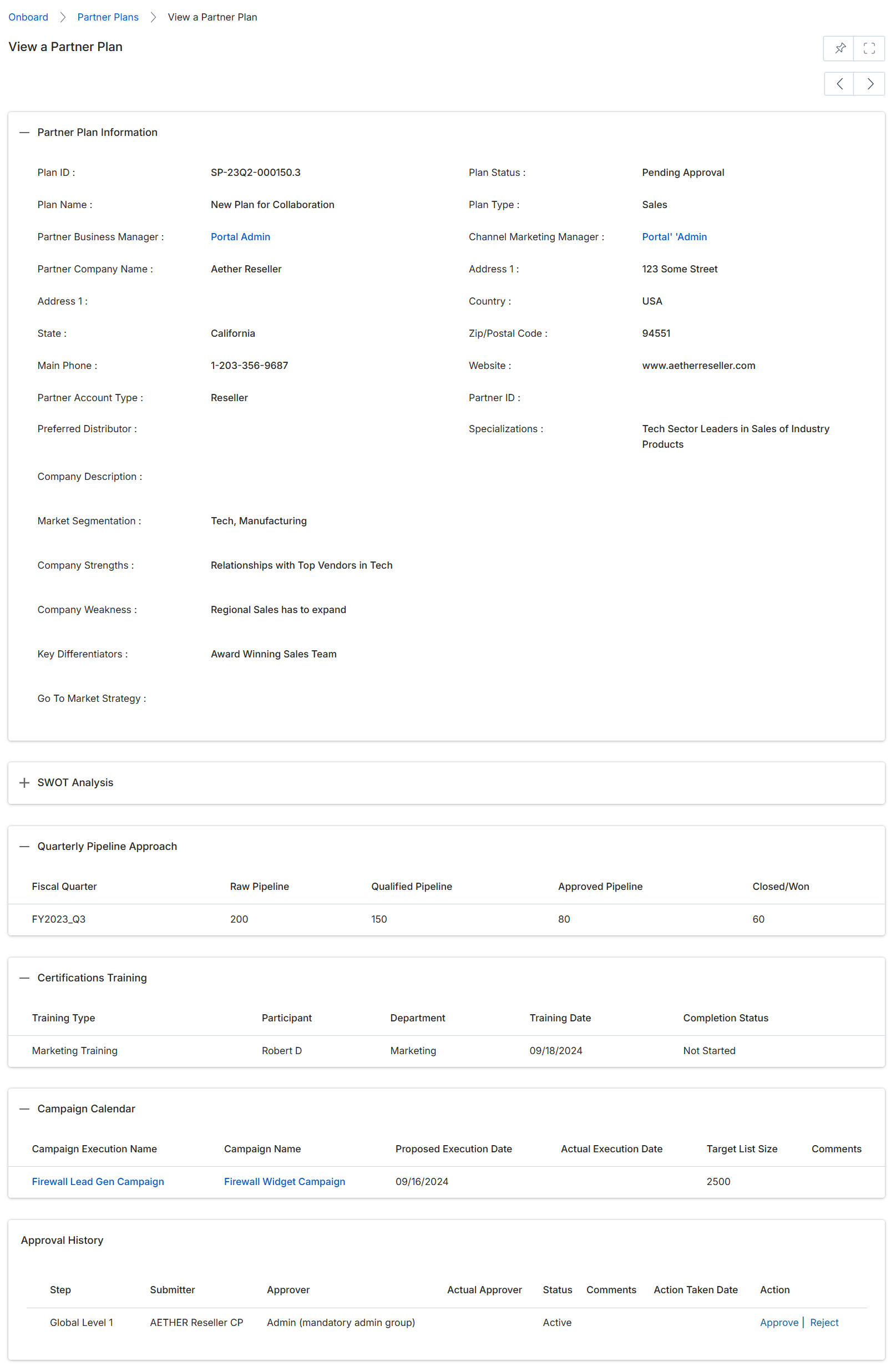 View a Partner Plan details