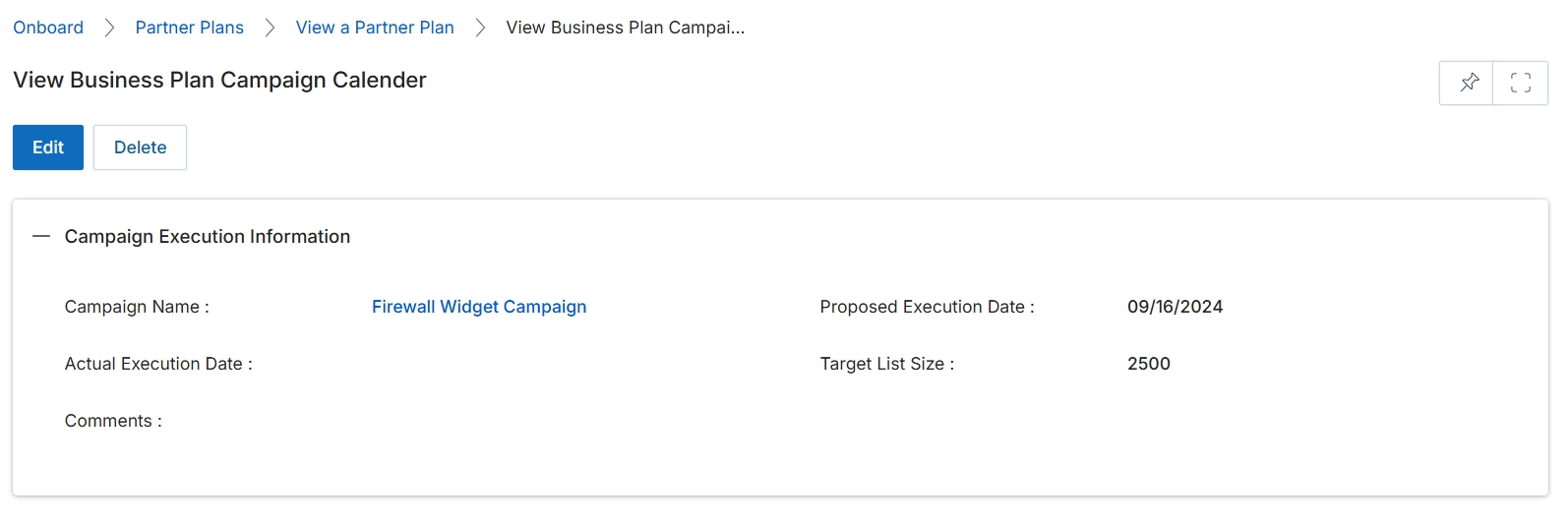 View Business Plan Campaign Calendar details