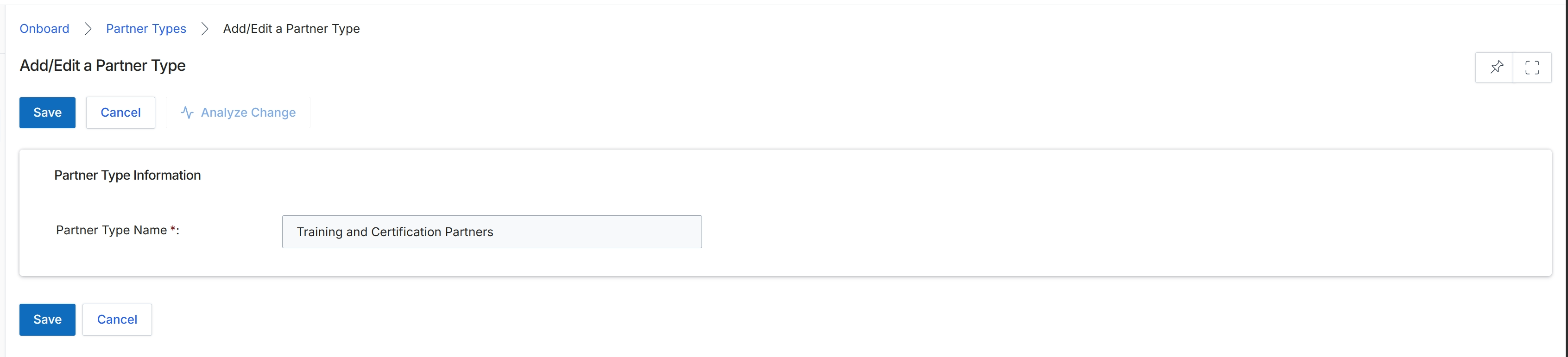 Add/Edit a Partner Type form