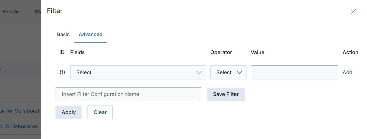 Advanced Filter dialog