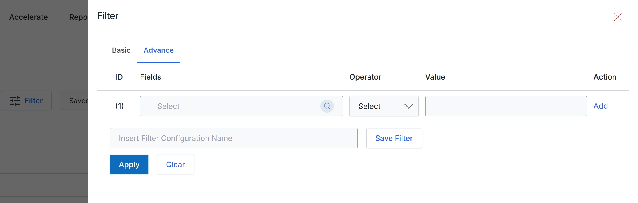 Advanced Filter dialog